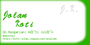 jolan koti business card